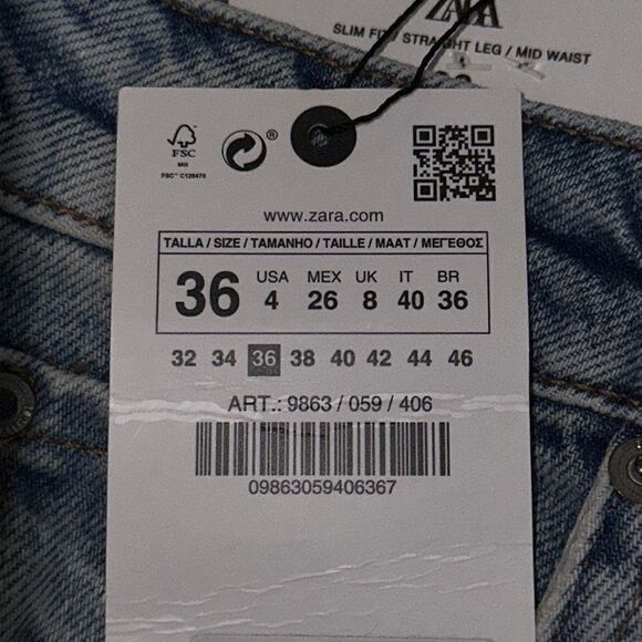 ZARA | Light blue | ZW MID-RISE CROPPED STRAIGHT LEG JEANS - Picture 10 of 12